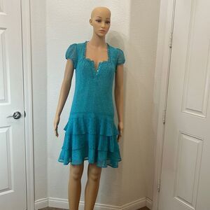 Crew clothing Size 6 Floral Square Lace Neck Short Sleeve Button Ruffle Lined